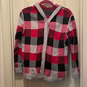 Plaid Hooded Cardigan